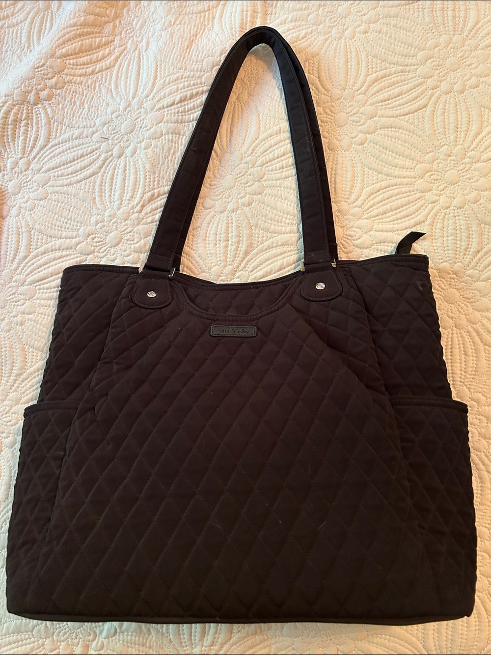 Vera Bradley Black Quilted Tote with Dual Straps